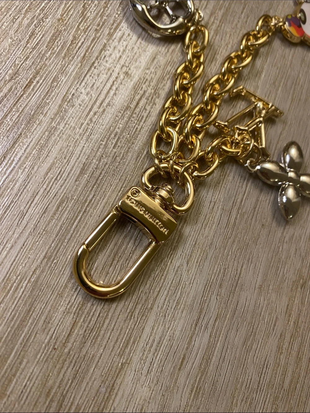 Louis Vuitton x Takashi Murakami Panda Bag Charm Gold/Silver Rare